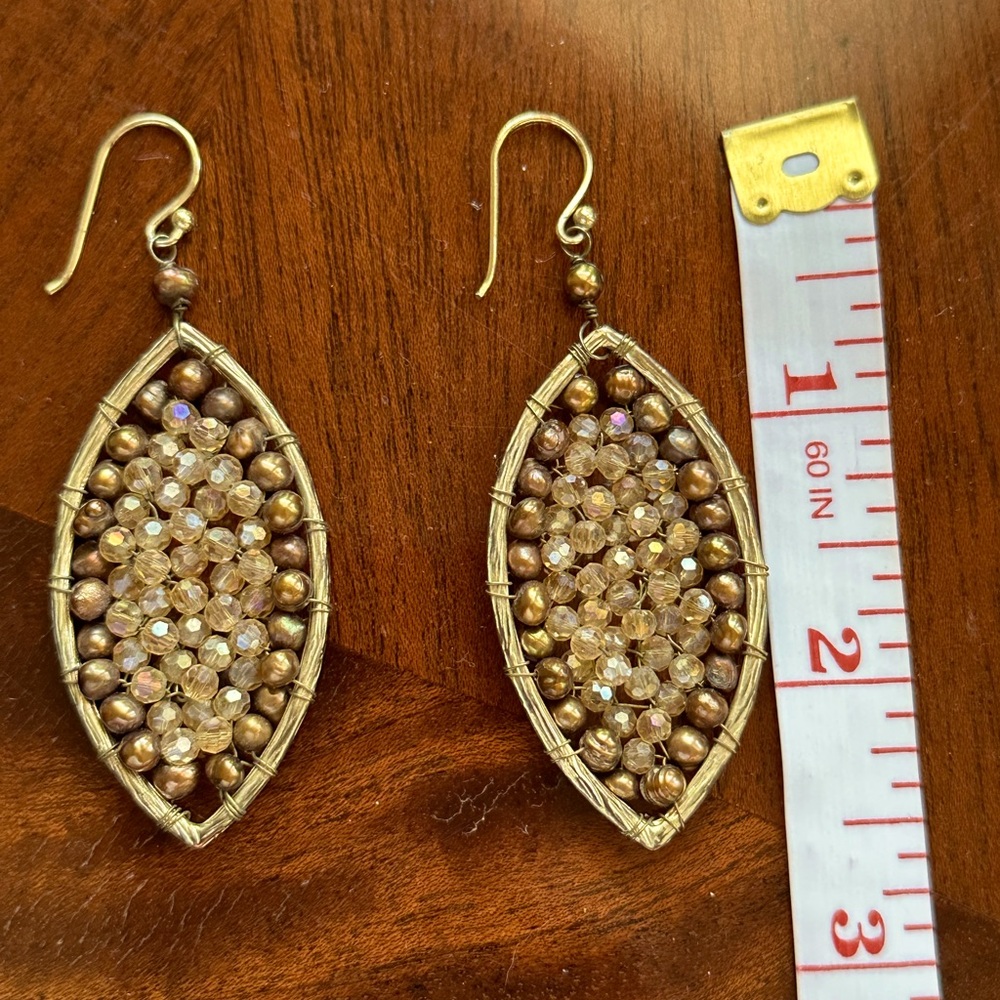 Gold Toned Crystal Drop Earrings
